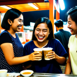 **A diverse group of Malaysian friends laughing together at a mamak stall at night, fully clothed in modest attire, enjoying teh tarik, safe for work, perfect anatomy, natural proportions, family-friendly, professional photography, high quality.** This image represents the importance of social connections and positive emotions in well-being.