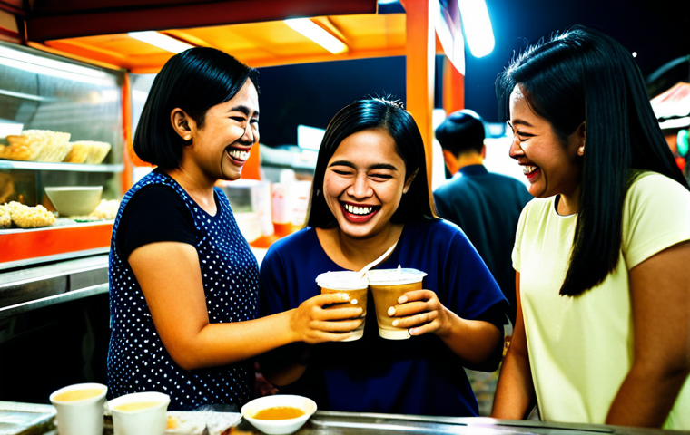 **A diverse group of Malaysian friends laughing together at a mamak stall at night, fully clothed in modest attire, enjoying teh tarik, safe for work, perfect anatomy, natural proportions, family-friendly, professional photography, high quality.** This image represents the importance of social connections and positive emotions in well-being.